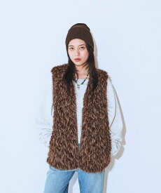 【SALE／20%OFF】JEANASIS MIXカラーファーベスト ジーナシス トップス ベスト・ジレ グレー ブラウン【送料無料】