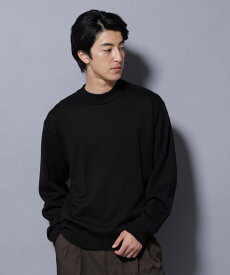 【SALE／20%OFF】NANO universe タスマニアウールミックス ミラノリブリラックスモックネックニット ナノユニバース トップス ニット ブルー レッド グレー ブラック【送料無料】