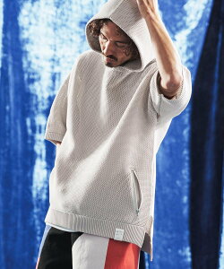ANGENEHM mpa4080- Sheer Mesh Airy Knit Hoodie �j�b�g�p�[�J�[ �J���r�I �g�b�v�X �p�[�J�[�E�t�[�f�B�[ �O���[ �u���b�N�y���������z