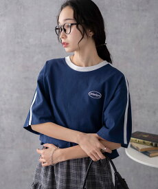 WEGO LADY'S ライングラフィックショートT ウィゴー トップス カットソー・Tシャツ ネイビー ピンク ホワイト ブラック