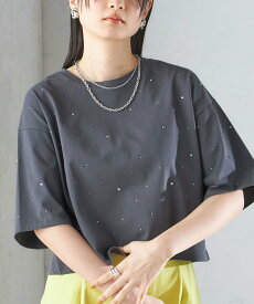 SHIPS WOMEN * ＜手洗い可能＞ラインストーン ワイド TEE ◇ シップス トップス カットソー・Tシャツ ホワイト グレー レッド【送料無料】