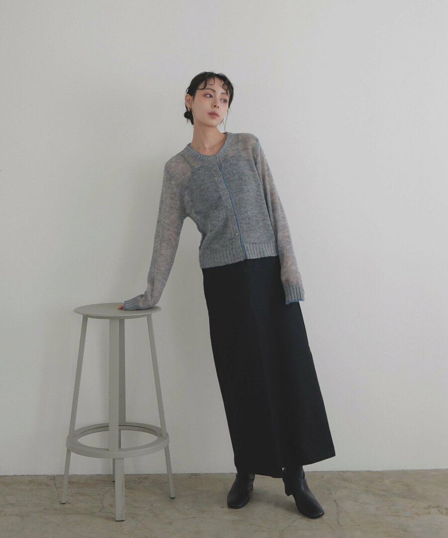 【SALE/35%OFF】LIAN シアーバイカラーカーディガン リアン トップス カーディガン グレー ブラウン ホワイト - メイン画像 20