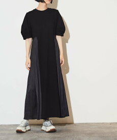 【SALE／30%OFF】CONVERSE TOKYO WOMEN GATHER PLEATS DOCKING DRESS コンバーストウキョウ ワンピース・ドレス ワンピース ブラック グリーン グレー【送料無料】