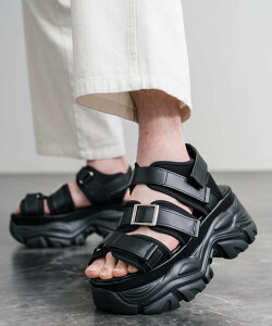 Rocky Monroe 9cm�{�����[���n�C�\�[�� PU���U�[����X�g���b�v�T���_�� ���b�L�[�������[ �V���[�Y�E�C �T���_�� �u���b�N�y���������z