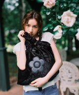 VIS 【MARY QUANT*VIS】フリルハンドルベロアトートバッグ ビス バッグ トートバッグ ブラック ピンク【…