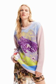 【SALE／50%OFF】Desigual M. Christian Lacroix 風景モチーフ セーター デシグアル トップス ニット ピンク【送料無料】