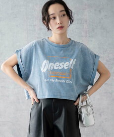 WEGO LADY'S ヴィンテージウォッシュロールアップショートTシャツ ウィゴー トップス カットソー・Tシャツ ブルー グレー ブラック