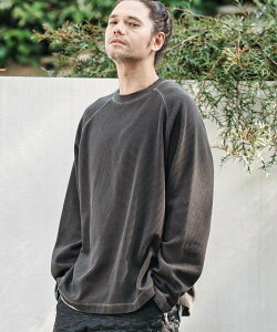 CAMBIO mlt5284- Pigment Waffle Raglan Sleeve Cut sew �J�b�g�\�[ �J���r�I �g�b�v�X �J�b�g�\�[�ET�V���c �u���b�N ���C�����b�h�y���������z