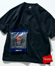 417 EDIFICE 【Hanes * 417 EDIFICE】別注 BEEFY CREW NECK T-SHIRT(MODERN FIT) フォーワンセブン エディフィス トップス カットソー・Tシャツ ネイビー ブラウン ホワイト ブラック