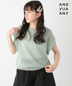 【SALE／5%OFF】AND YUA ANY (K)アラエルメッシュPOセット/A グローバルワーク トップス アンサンブル ベージュ グリーン