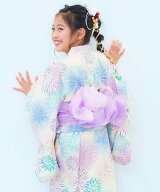devirock 【帯2本付きで華やか】簡単着付け ワンピースにもなる セパレート浴衣 子供服 キッズ ベビー服 …