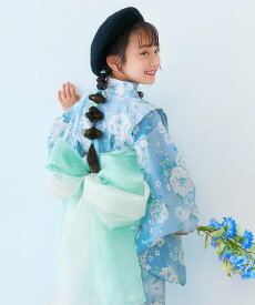 【SALE／7%OFF】devirock 【帯2本付きで華やか】簡単着付け ワンピースにもなる セパレート浴衣 子供服 キッズ ベビー服 26SS デビロック 着物・浴衣・和装小物 浴衣 ホワイト ブルー