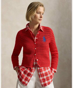 POLO RALPH LAUREN Big Pony �N���V�F�C�h �R�b�g�� �J�[�f�B�K�� �����t���[���� �g�b�v�X �J�[�f�B�K�� ���b�h�y���������z