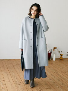 Green Parks chocol raffine robe ノーカラーコート グリーンパークス コート/ジャケット ショートコート グレー ブラック ベージュ イエロー【送料無料】