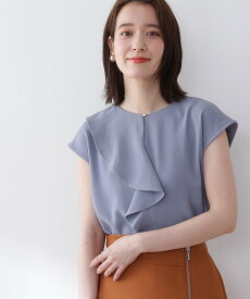 N. Natural Beauty Basic アシンメトリーフリルブラウス エヌ ナチュラルビューティーベーシック* シャツ/ブラウス シャツ/ブラウスその他 ブルー ブラック ホワイト【送料無料】