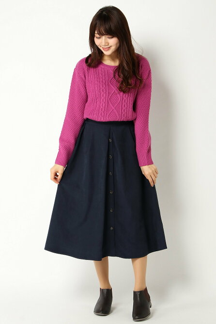 Ikka ポリピーチ前ボタンスカート Rakuten Fashion 楽天