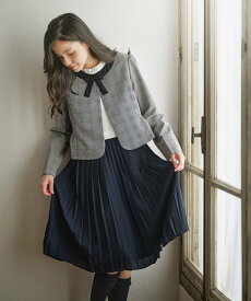 組曲 KIDS 【150-170cm】グレンチェックジャケット&プリーツワンピース セット クミキョク スーツ・フォーマル スーツジャケット ネイビー【送料無料】