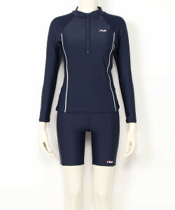 【SALE/41%OFF】FILA FILA/(W)長袖ハーフZIPラッシュセパレート ニッキー 水着・スイムグッズ ラッシュガード ブラック ネイビー【送料無料】