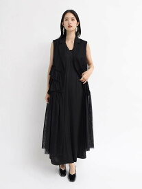 resil チュールドッキングティアードロングジレ ラシュッド トップス ベスト・ジレ ブラック【送料無料】
