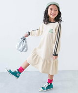devirock 裾フリル サイドラインレース 長袖ワンピース 子供服 キッズ 女の子 綿100% 綿 26SS デビロック…