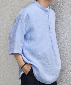SHIPS any SHIPS any:＜洗濯機可能＞ピュアリネン バンド スキッパー ハーフスリーブ プルオーバー シャツ 26SS◇ シップス トップス シャツ・ブラウス ブラック ブラウン【送料無料】