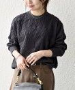 <手洗い可能>ジャカード バンピー クルーネック プルオーバー