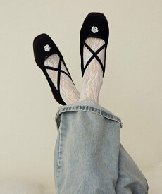 MARY QUANT 刺繍 サテン バレエシューズ 限定展開 26SS フリークスストア シューズ・靴 バレエシューズ グリーン ピンク ブラック【送料無料】