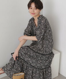 N. Natural Beauty Basic ペイズリープリントスキッパーワンピース《WEB限定商品》 エヌ ナチュラルビューティーベーシック* ワンピース・ドレス ワンピース ブラック レッド【送料無料】