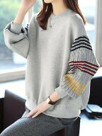 【SALE／30%OFF】Doux Belle 配色ライン*ギャザー袖スウェット レディース スウェット ドゥー・ベル トッ…