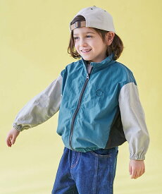 devirock 【水はじく】撥水ナイロン フードが収納できる ウインドブレーカー 子供服 26SS デビロック ジャケット・アウター ナイロンジャケット グレー ブルー