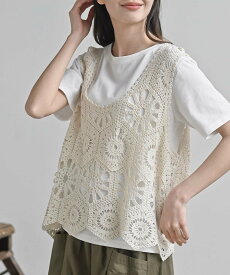 rps TシャツSETカギ針ビスチェアンサンブル2 アールピーエス トップス アンサンブル ホワイト