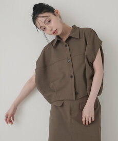 【SALE／5%OFF】LIAN 【セットアップ対応】フレンチスリーブボックスシャツ リアン トップス シャツ・ブラウス ホワイト ブラウン ブラック ベージュ【送料無料】