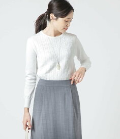 【SALE／41%OFF】NEWYORKER WOMEN コンパクトヤーン ケーブル柄クルーネックニット ニューヨーカー トップス ニット ホワイト ピンク【送料無料】