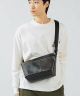 BEAMS HEART MEN フェイクレザー 切替 ショルダーバッグ ビームス ハート バッグ ショルダーバッグ ブラ…
