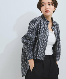 【SALE／50%OFF】VICKY スリットスリーブチェックシャツブラウス≪手洗い可能≫ ビッキー トップス シャツ・ブラウス ホワイト ブラック【送料無料】