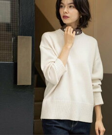 OPAQUE.CLIP バックボタンリラクシーニット【洗濯機OK】《8col》 オペークドットクリップ トップス ニット ホワイト パープル グレー グリーン ブルー ブラウン ピンク【送料無料】