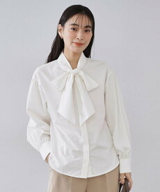 【SALE／30%OFF】OPAQUE.CLIP ボウタイブラウス【洗濯機OK】 オペークドットクリップ トップス シャツ・ブラウス ブラウン ネイビー ホワイト【送料無料】