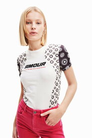 【SALE／50%OFF】Desigual スリム半袖Tシャツ デシグアル トップス カットソー・Tシャツ ホワイト【送料無料】