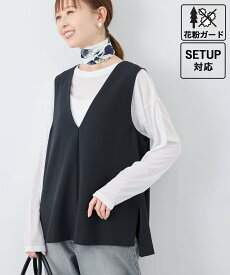 【SALE／50%OFF】ROPE' PICNIC 【花粉ガード】クリアツイルジレベスト/セレモニー・通勤対応・セットアップ対応 ロペピクニック トップス ベスト・ジレ ブラウン グレー ネイビー