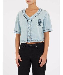 �ySALE�^50%OFF�zGUESS JEANS GUESS JEANS �f�j���V���c (W)Baseball Ss Denim Shirt �Q�X �g�b�v�X �V���c�E�u���E�X �u���[�y���������z
