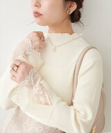 natural couture 袖口レースもちもちリブタートル ナチュラルクチュール トップス ニット ブラウン ベー…