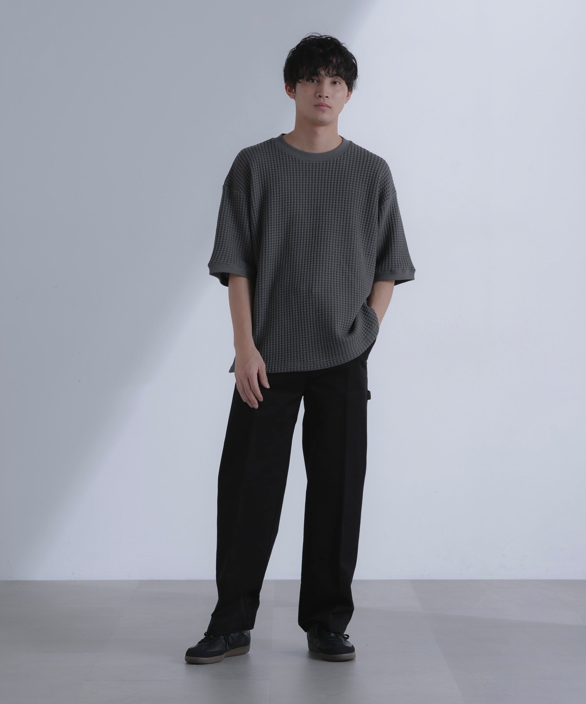 NANO universe｜オニワッフルビッグTシャツ 五分袖 | Rakuten Fashion