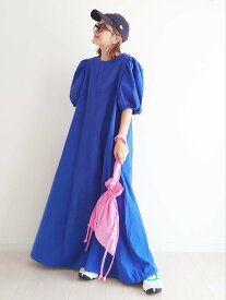 CORNERS by yui CORNERS by yui ボリュームスリーブバックリボンワンピース コーナーズ ワンピース・ドレス ワンピース ピンク グレー ブルー ブラック グリーン オレンジ【送料無料】