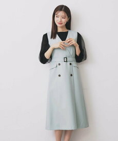 【SALE／50%OFF】index トレンチディティールワンピース【洗濯機OK/イージーアイロン/防シワ】 インデックス ワンピース・ドレス その他のワンピース・ドレス ブラウン グリーン ブラック【送料無料】