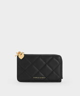 CHARLES & KEITH Arrietty アリエッティ キルトボウハートチャーム ジップアラウンドウォレット チャール…
