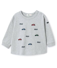【SALE／20%OFF】petit main 【POLO BCS】モチーフ刺繍長袖Tシャツ ナルミヤオンライン トップス カットソー・Tシャツ ネイビー グレー ホワイト
