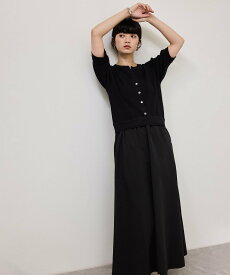 【SALE／25%OFF】ADAM ET ROPE' FEMME 【WEB限定】ニットドッキングフレアワンピース アダムエロペ ワンピース・ドレス ワンピース ブラック グレー ネイビー【送料無料】