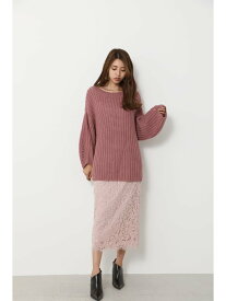 【SALE／50%OFF】rienda Mole Lace J/W SK リエンダ スカート スカートその他 ピンク オレンジ【送料無料】