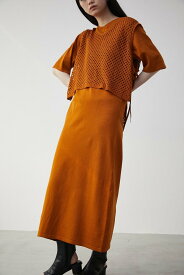 【SALE／60%OFF】AZUL BY MOUSSY MESH VEST SET LAYERED KNIT OP アズールバイマウジー ワンピース・ドレス ワンピース ブラック ホワイト オレンジ