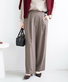 【SALE／50%OFF】le.coeur blanc ウエストデザイン2タックパンツ ルクールブラン パンツ その他のパンツ ブラウン ベージュ ブラック【送料無料】